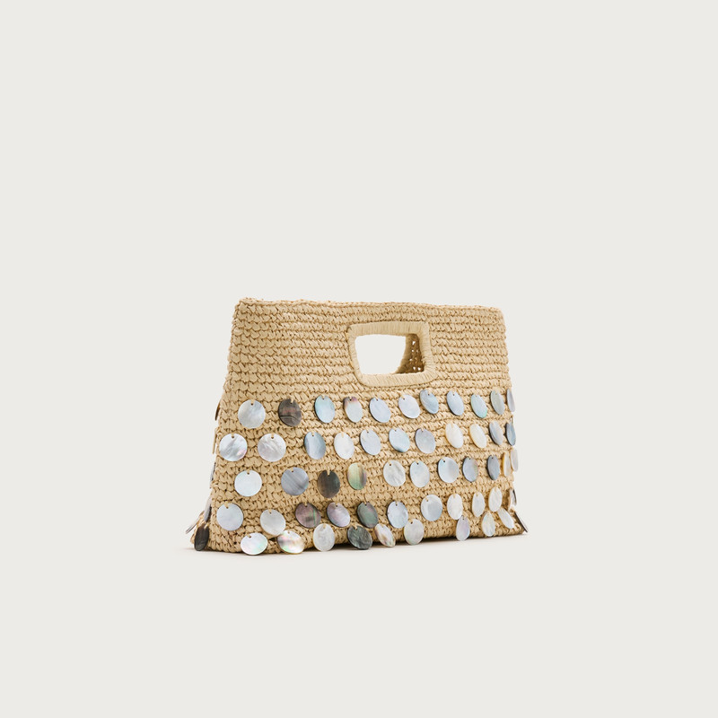 Handknotted straw rectangular clutch with paillettes 4