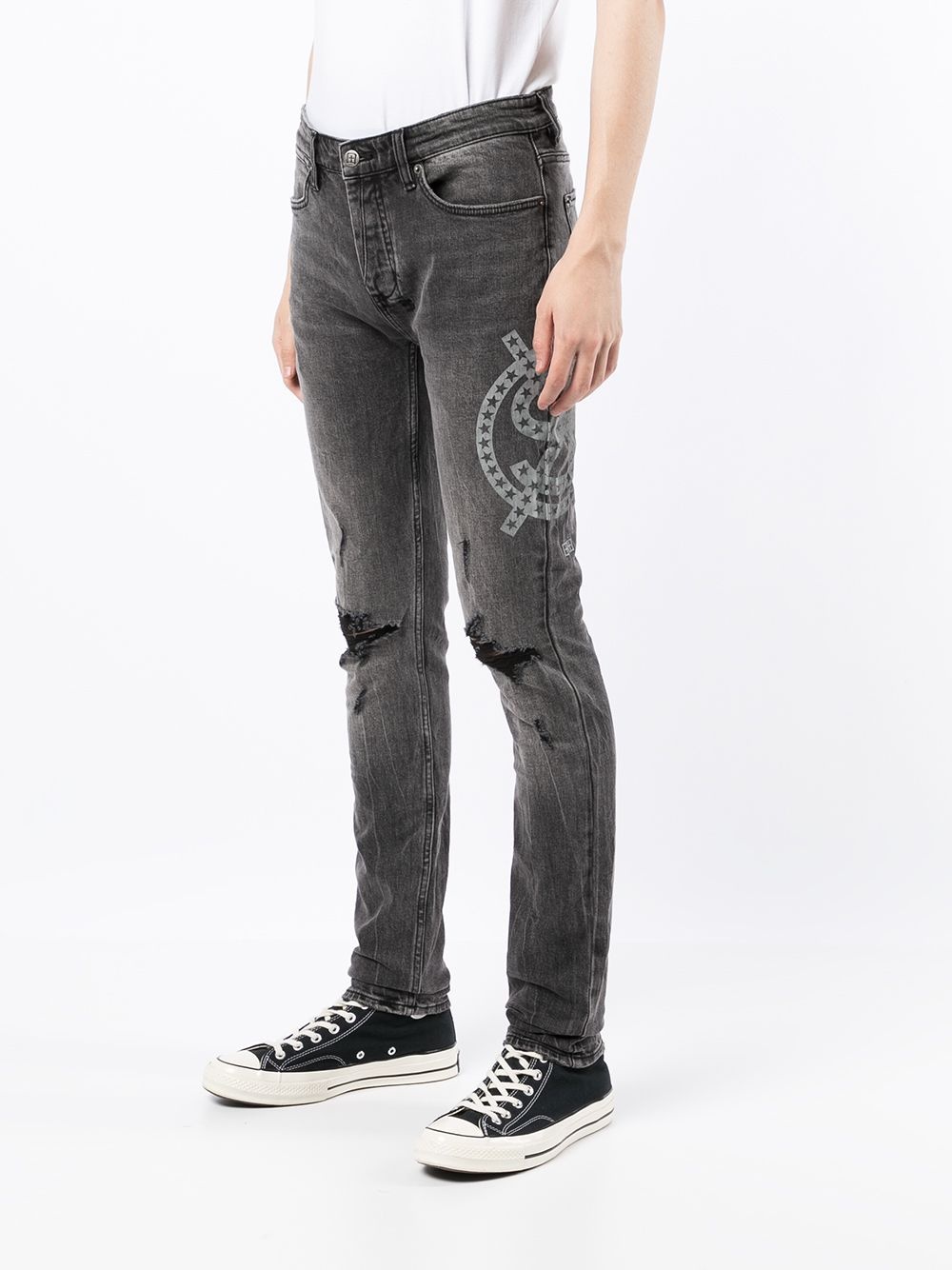 motif-print slim-fit jeans - 3