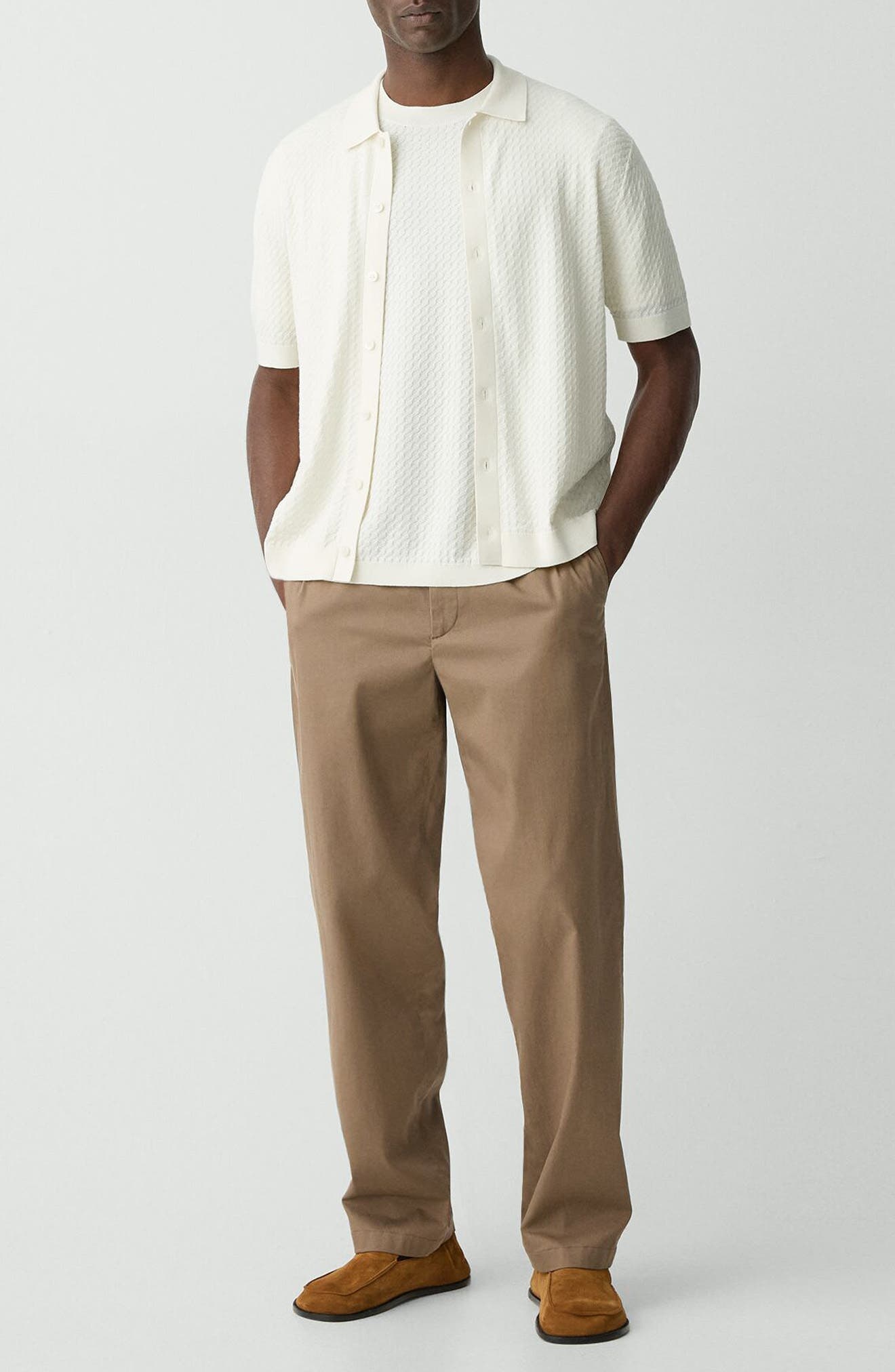 Theory Cairn Short Sleeve Organic Cotton Button-Up Shirt in Eggshell at Nordstrom - 7