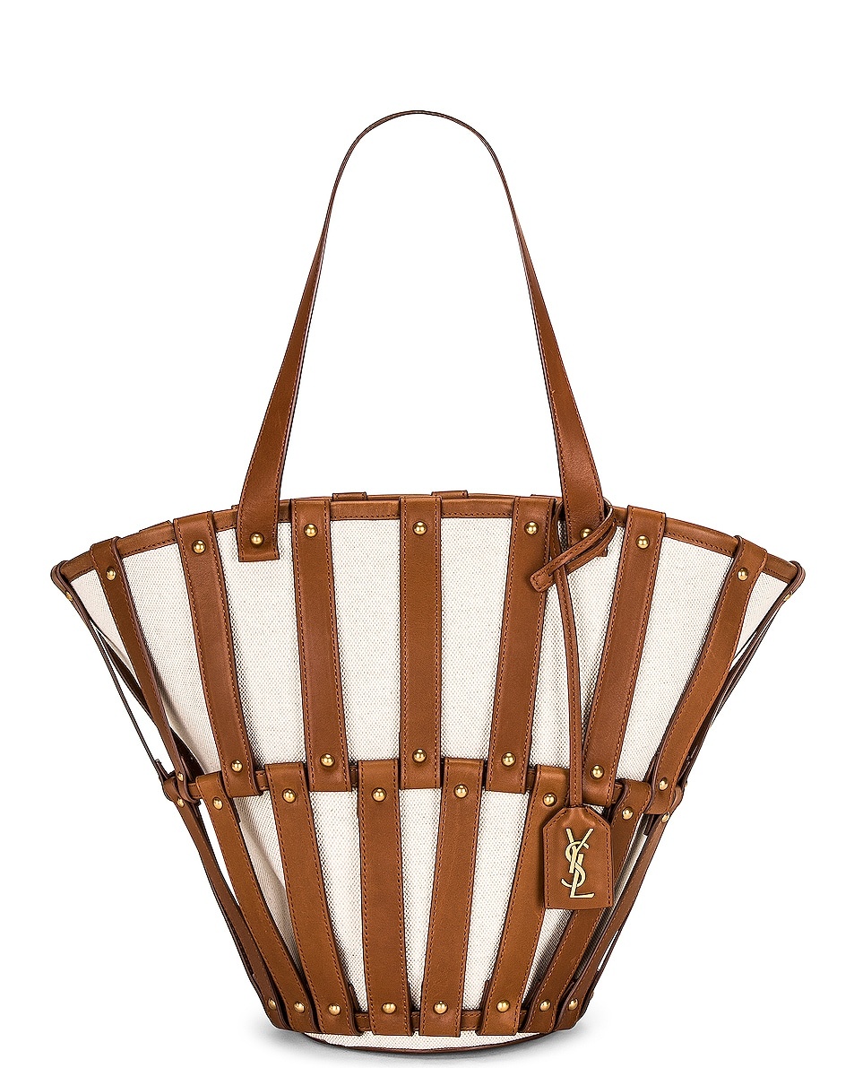 トートバッグ Saint Laurent Biscuit canvas Panier shopping bag SAINT LAURENT LOGO PANIER TOTE BAG | miinto | REVERSIBLE