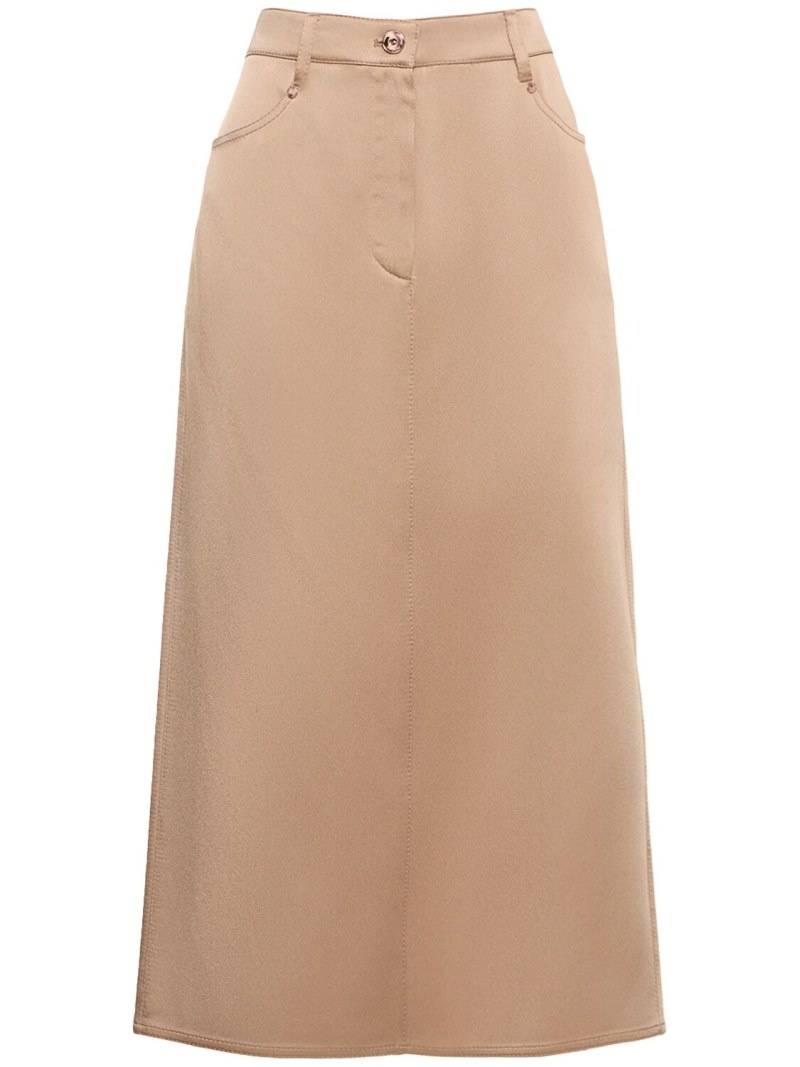 Brunello Cucinelli High rise cady midi skirt | luisaviaroma