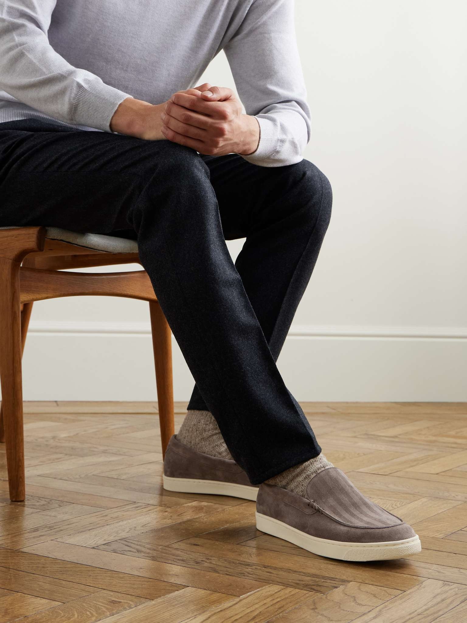 Herringbone Suede Loafers - 2