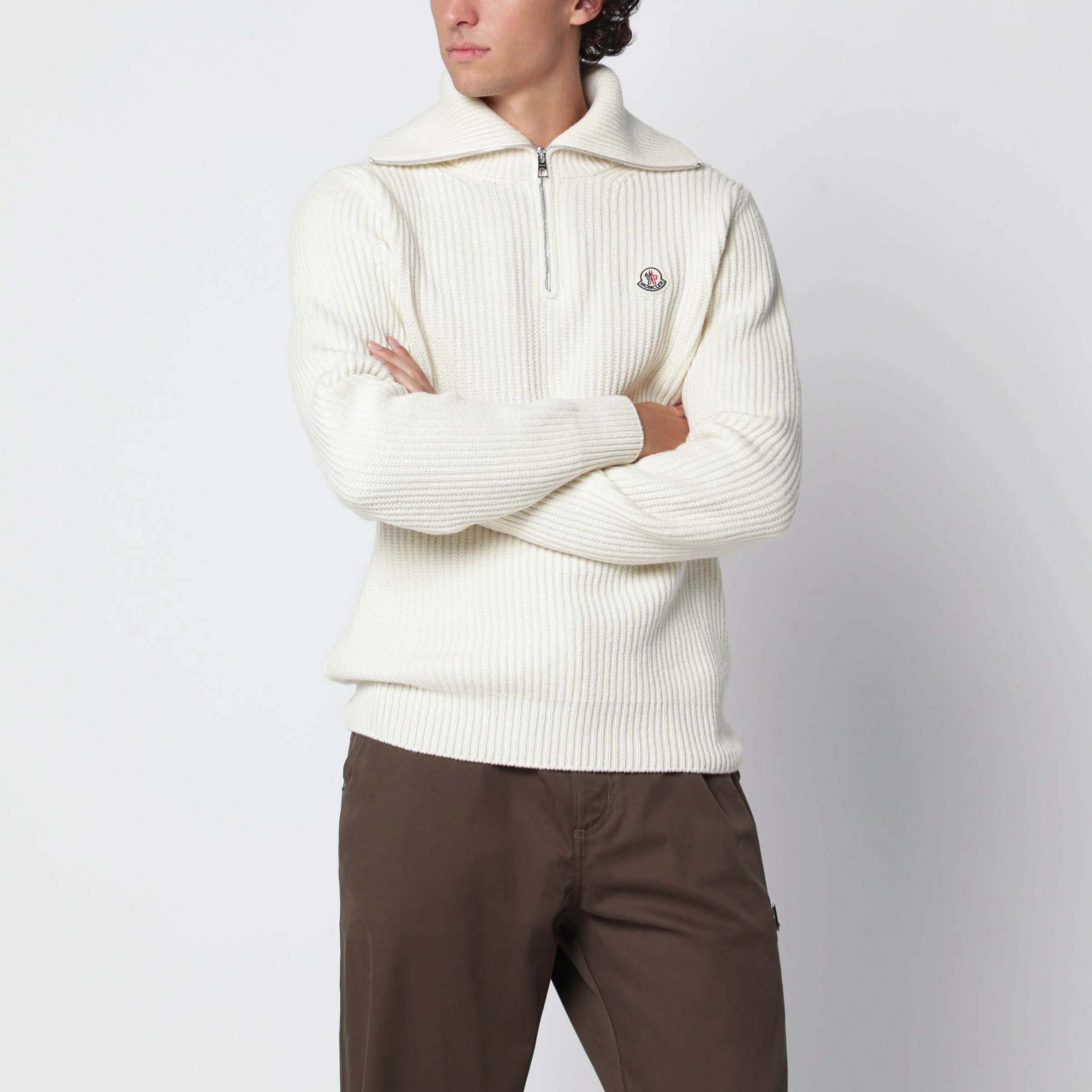 Cream ribbed wool jumper - 1