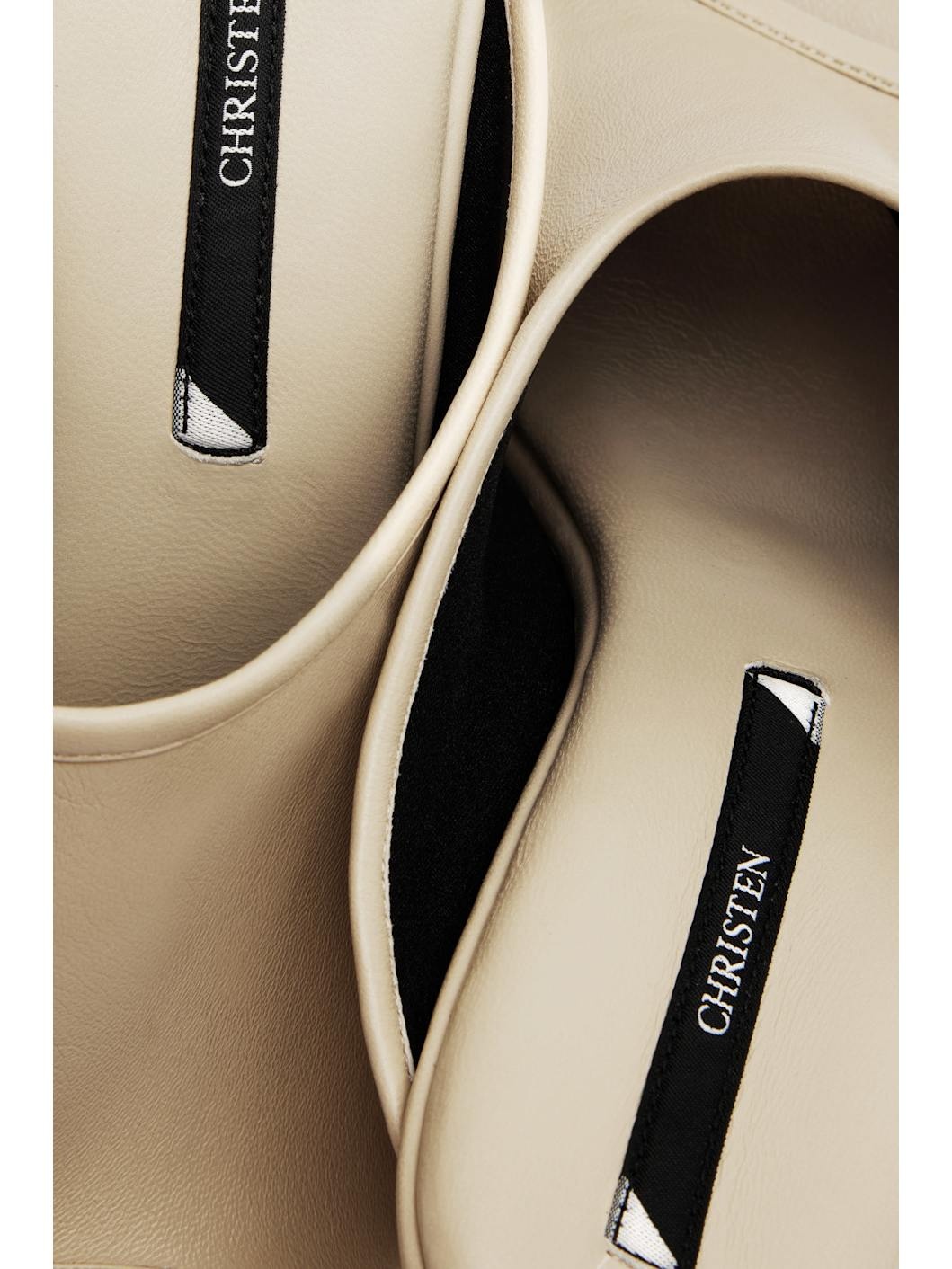Beige 75mm Stretch Mules - 5