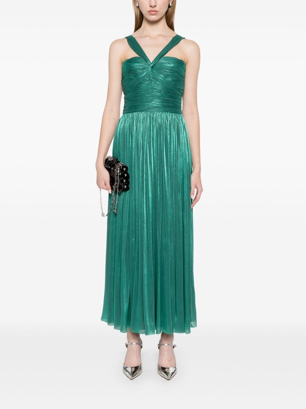 lurex georgette maxi dress - 2