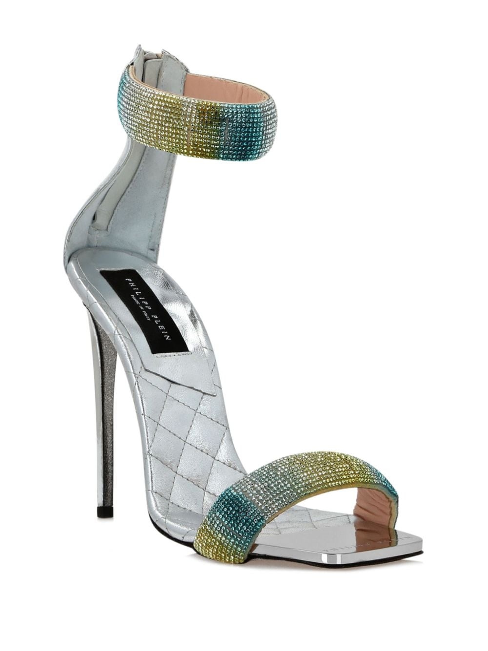 crystal-embellished metallic-leather sandals - 2