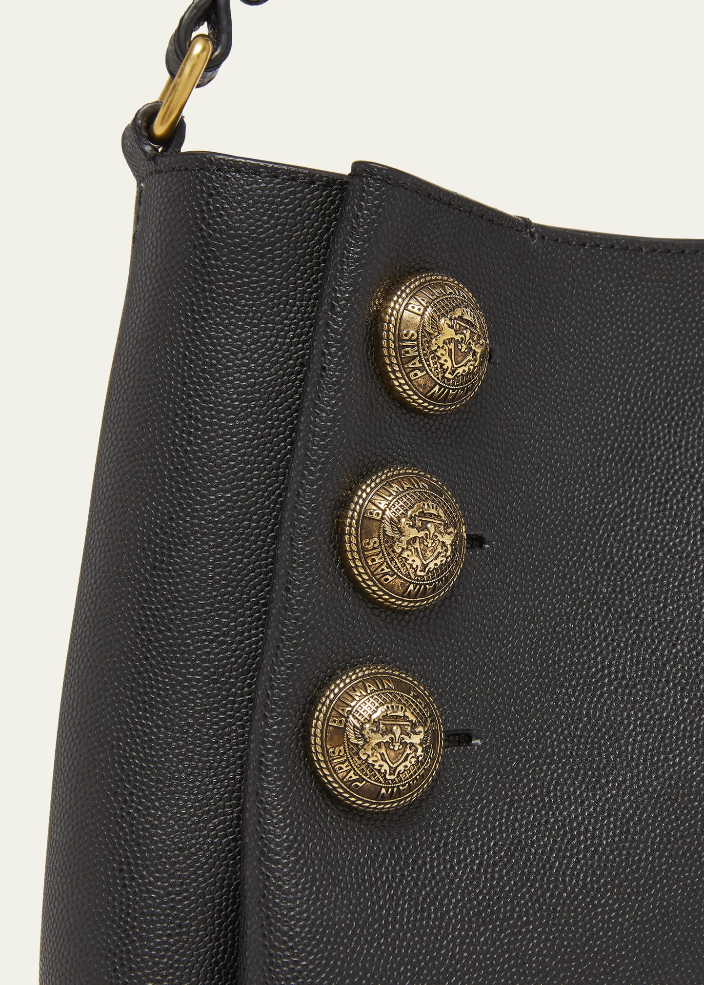 Emblem Button Leather Shoulder Bag - 5