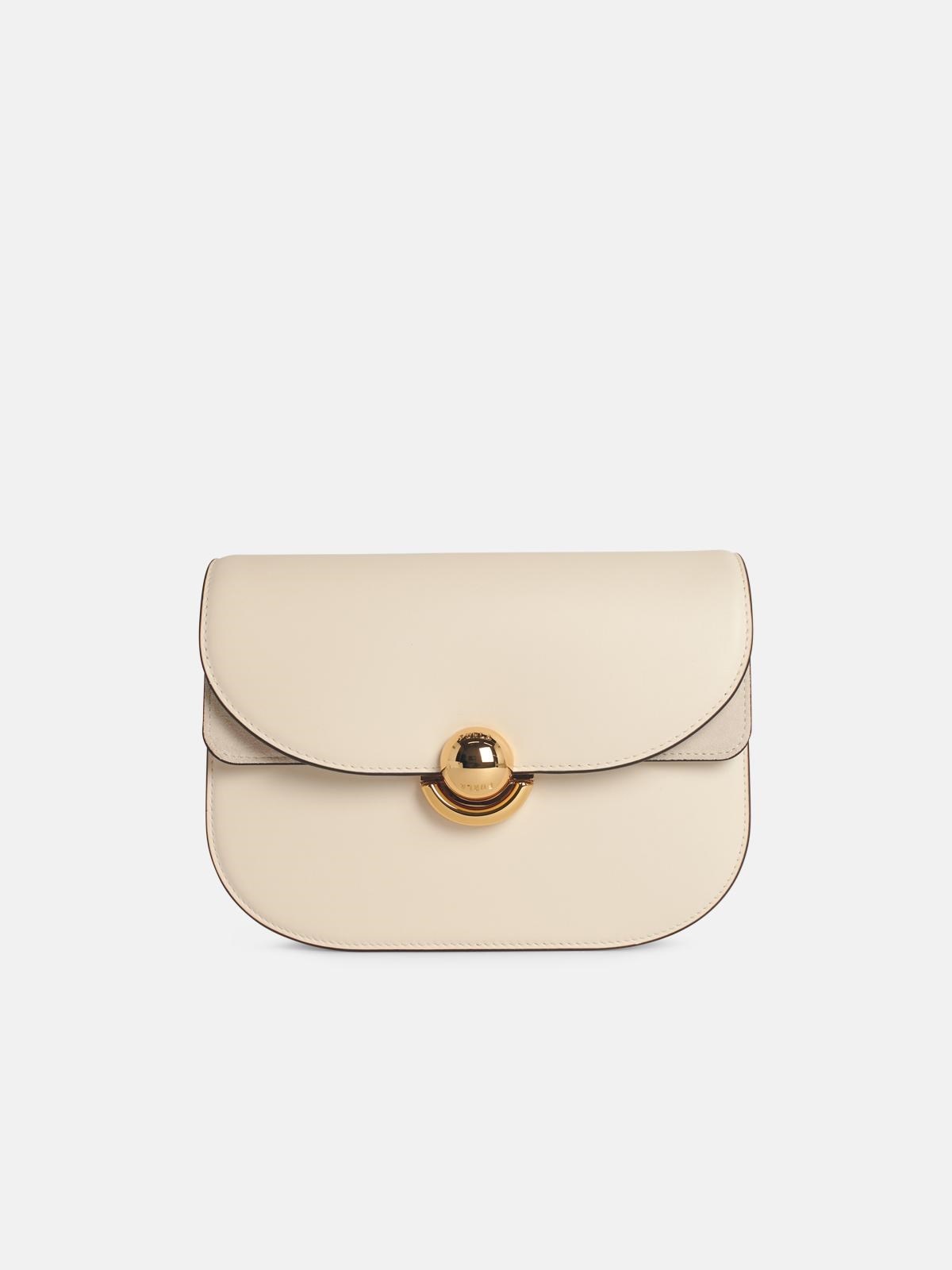 'SFERA' SMALL CREAM LEATHER CROSSBODY BAG - 1