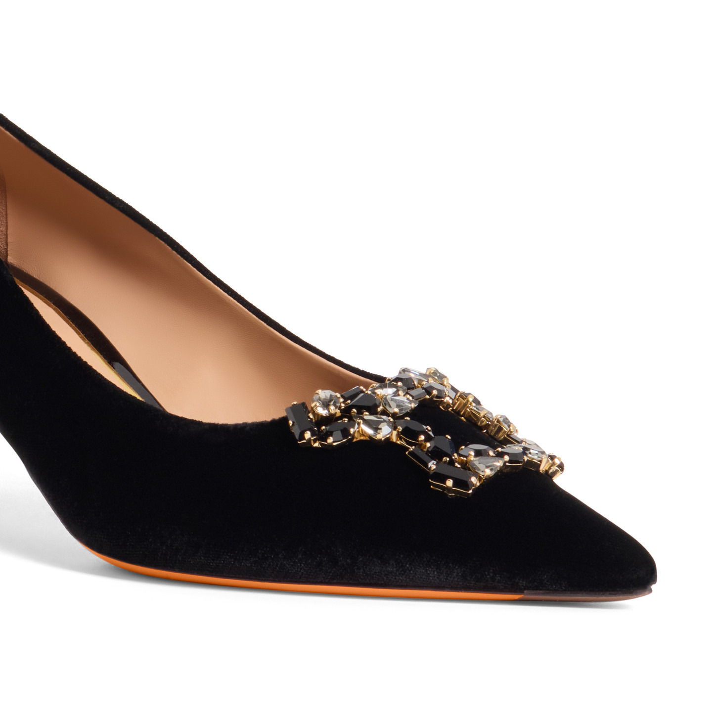 Women's black velvet mid-heel Santoni Sibille pump - 6