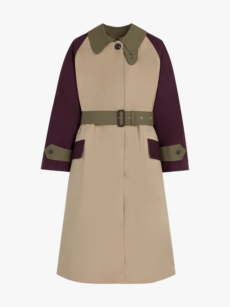 KNIGHTWOODS FAWN COLOUR BLOCK BONDED COTTON TRENCH COAT 1