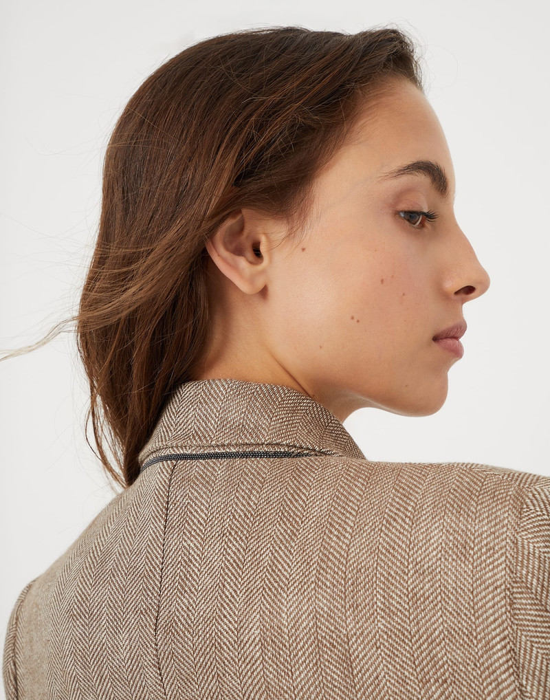Irish linen chevron blazer with monili 3
