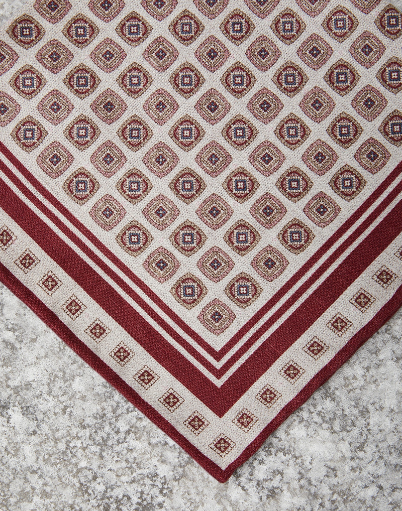 Brunello Cucinelli Double face silk pocket square with geometric design outlook