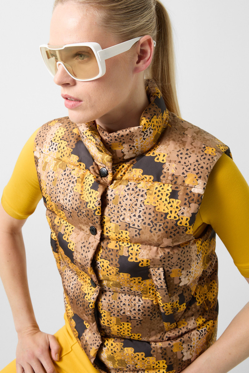 Orely Lightweight down vest in Camel/Mustard yellow 5