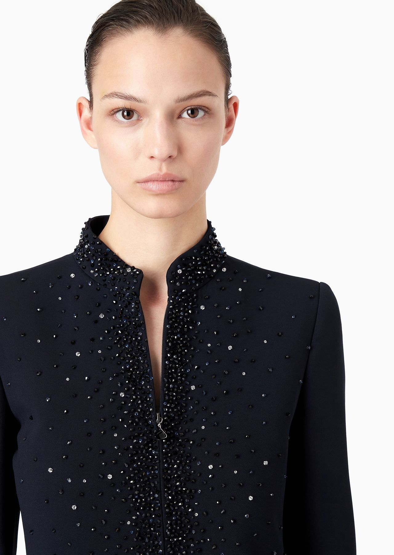 Crystal-embroidered stretch cady jacket - 5