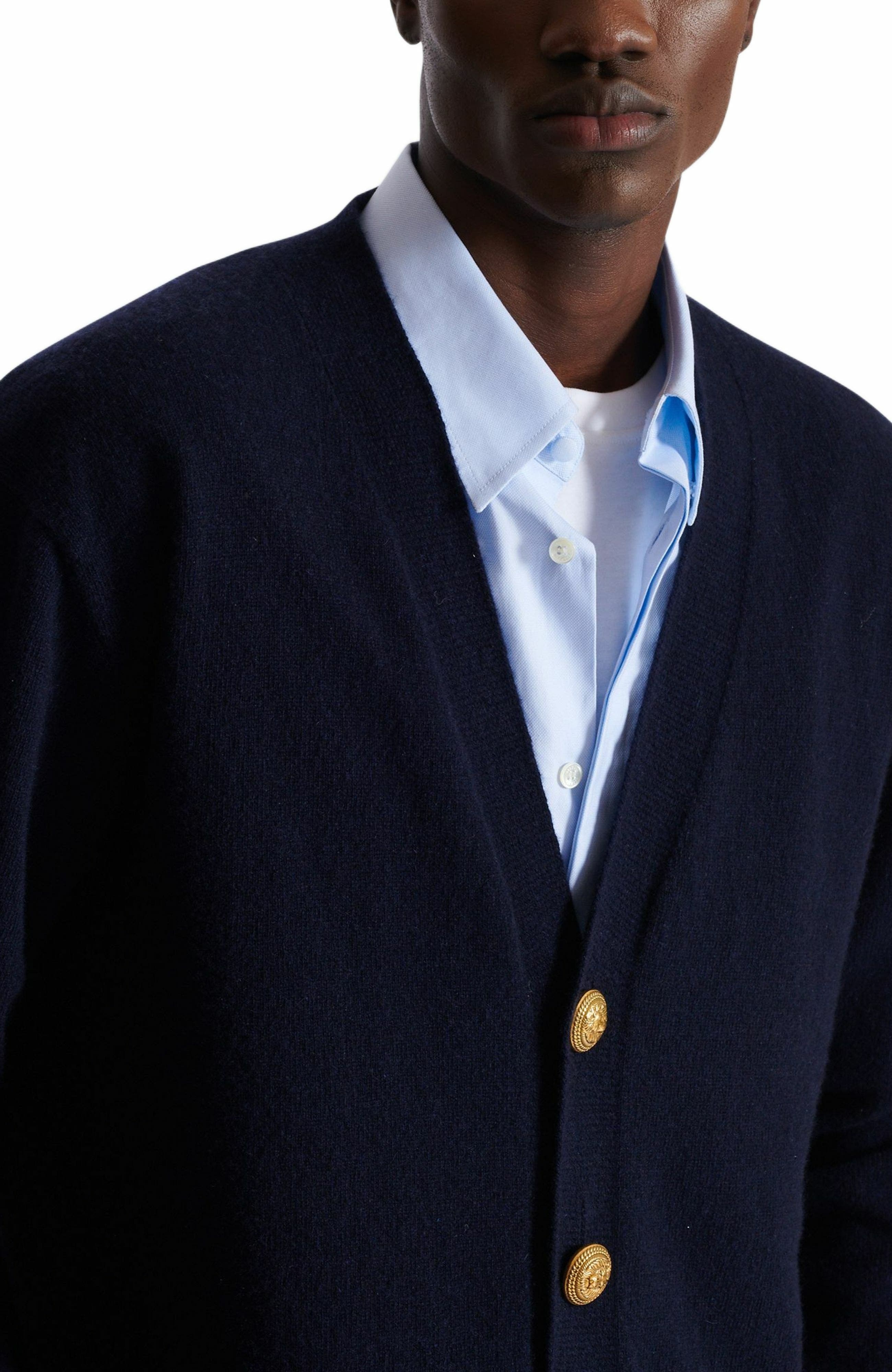 Balmain Eco-cashmere cardigan in Navy at Nordstrom - 6