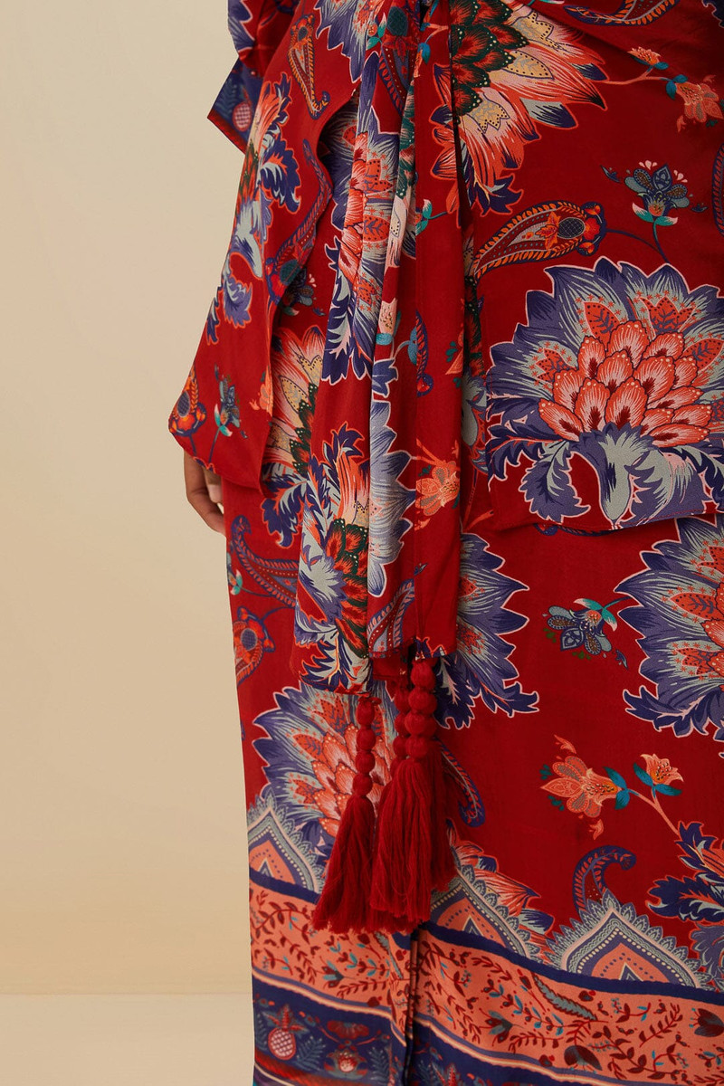 Luang Red Scarves Blue Maxi Dress 5
