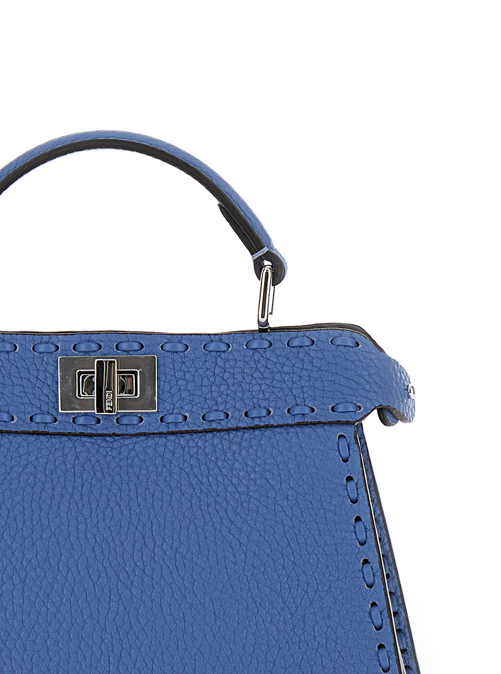Fendi Women 'Peekaboo Iseeu Petite' Blue Handbag With Twist Lock Closure In Full-Grain Leather Woman - 5