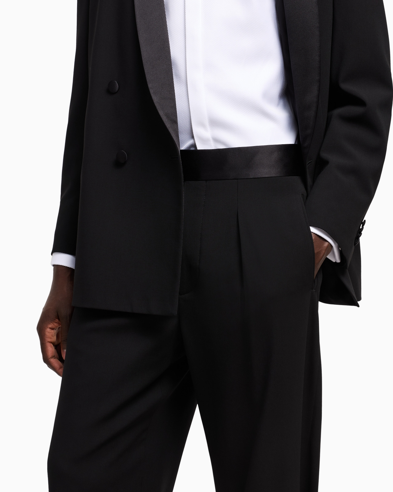 DOUBLE-BREASTED TUXEDO IN PURE VIRGIN WOOL CRÊPE - 6