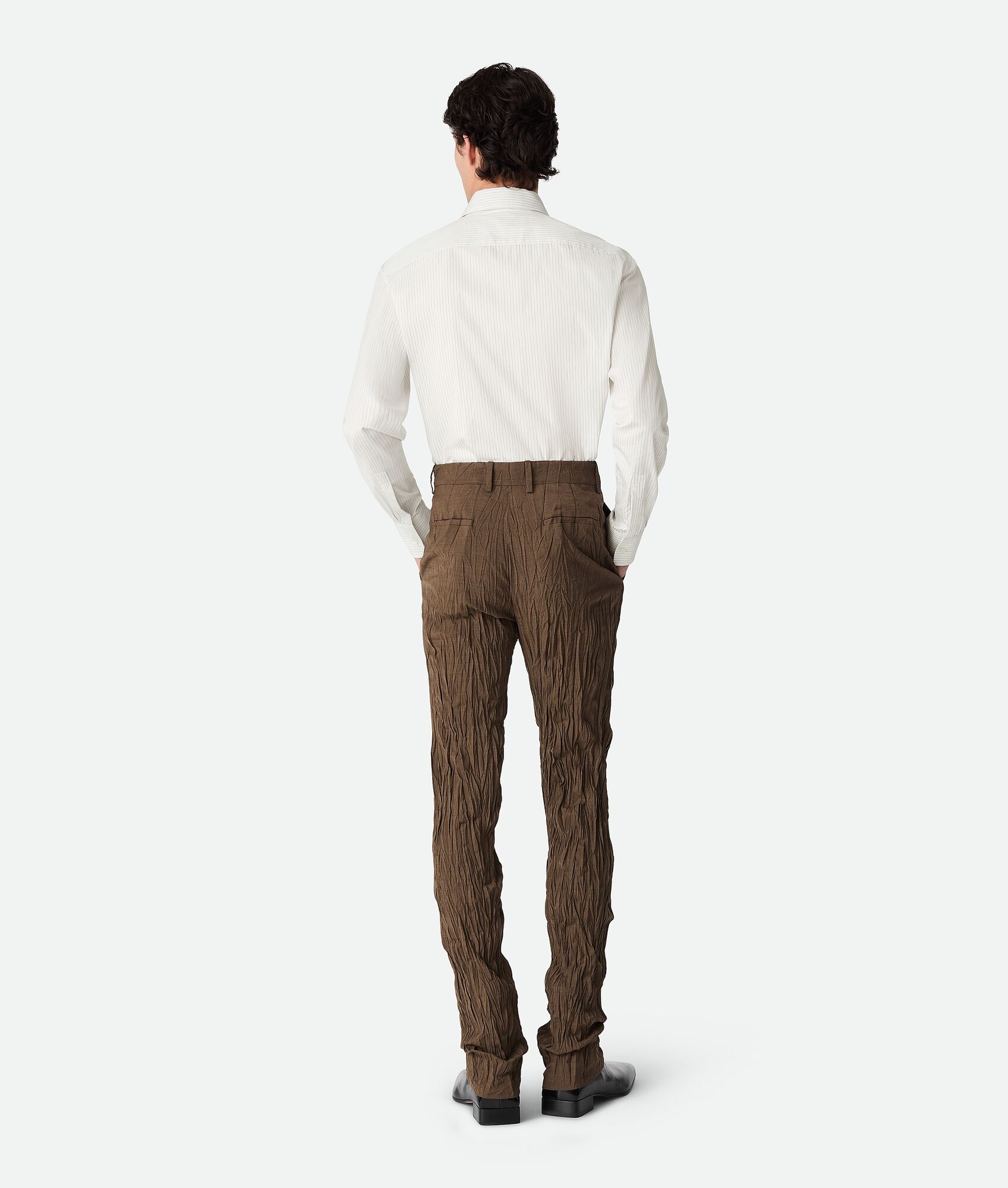Crushed Wool Slim Trousers - 3