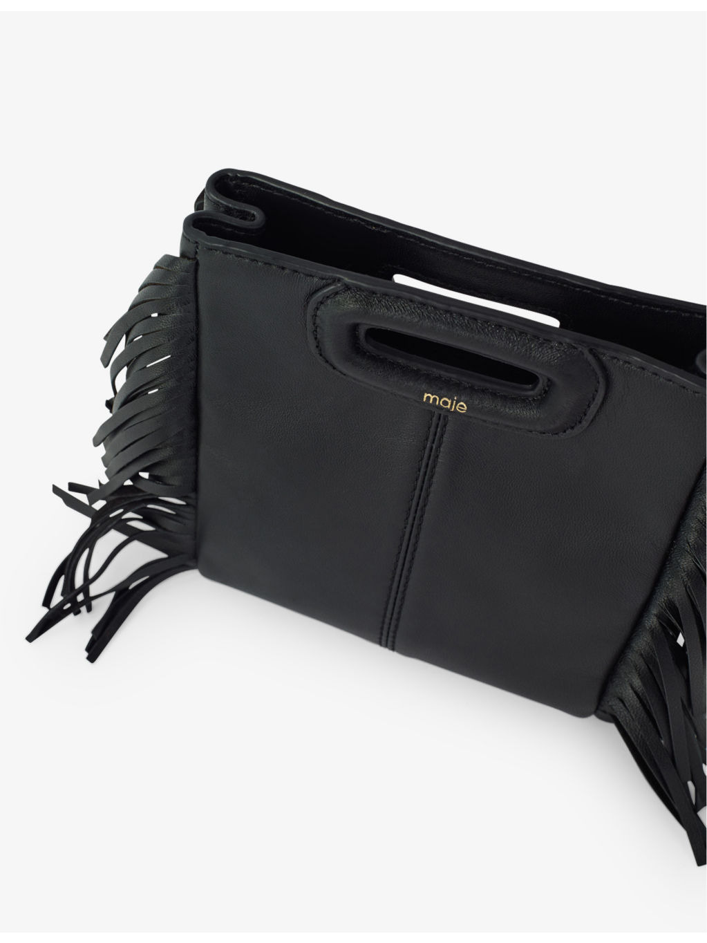 M mini logo-embossed fringed-trim leather cross-body bag - 3