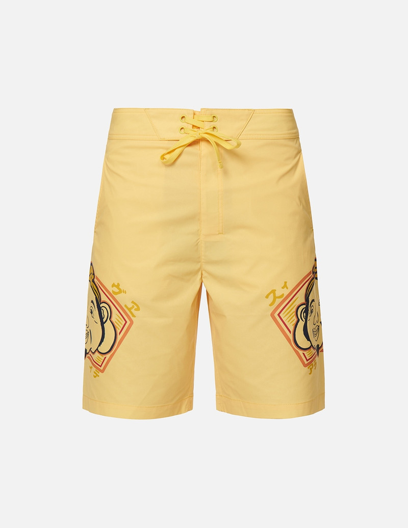 GODHEAD MOTIF PRINT BOARD SHORTS 1