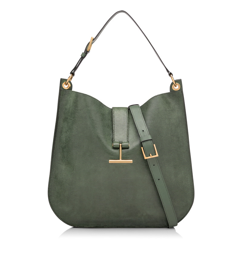 LIZARD-EFFECT SUEDE LEATHER TARA LARGE CROSSBODY 1