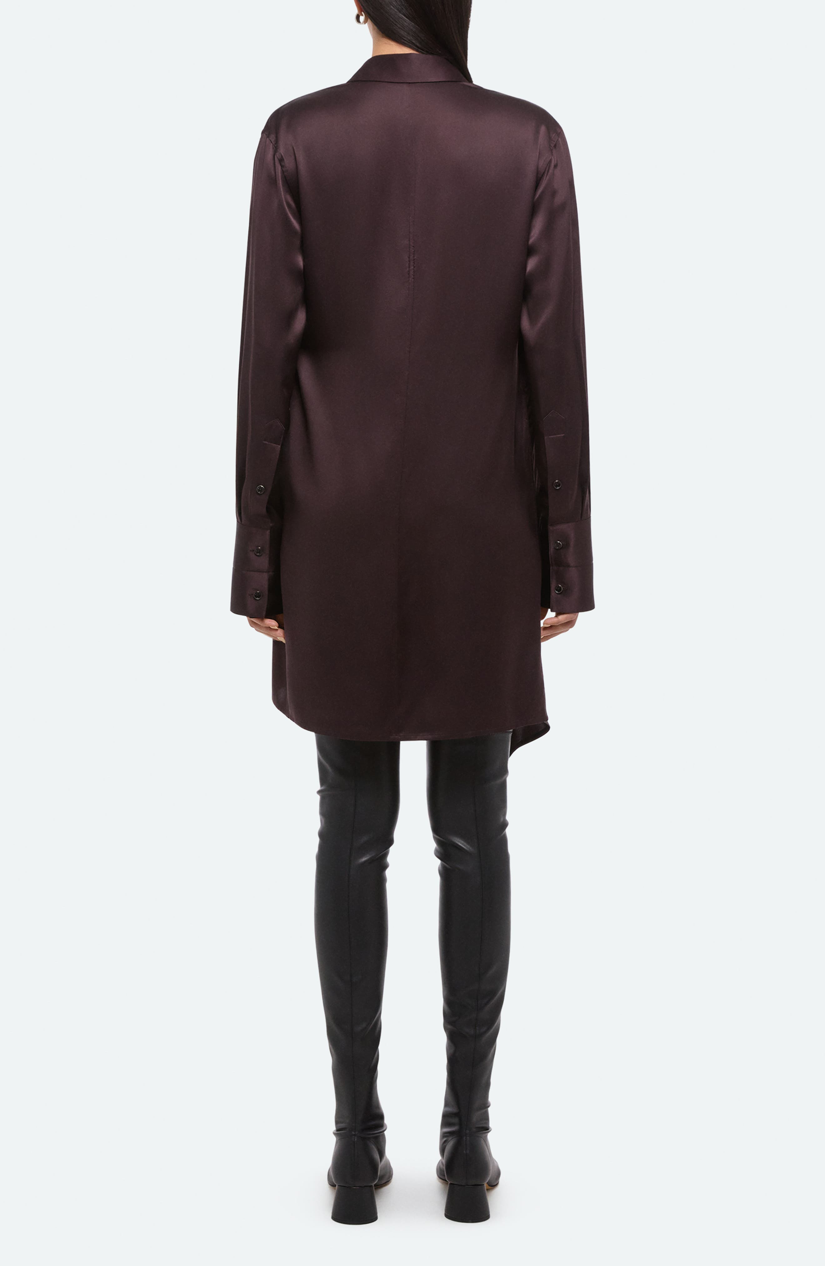 Helmut Lang Drape Wrap Front Silk Shirt in Dark Plum at Nordstrom - 2