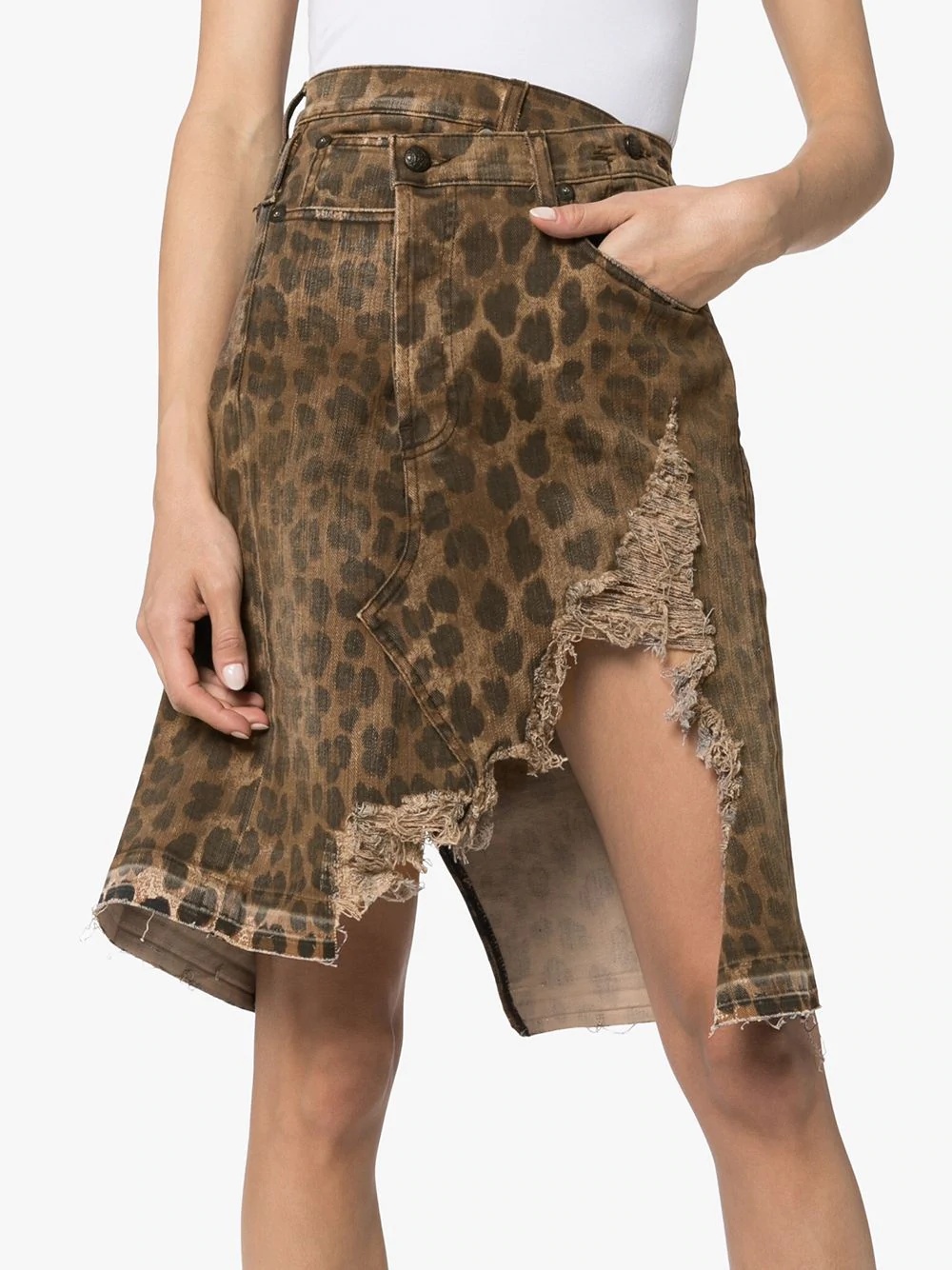 Norbury distressed leopard-print denim skirt - 3