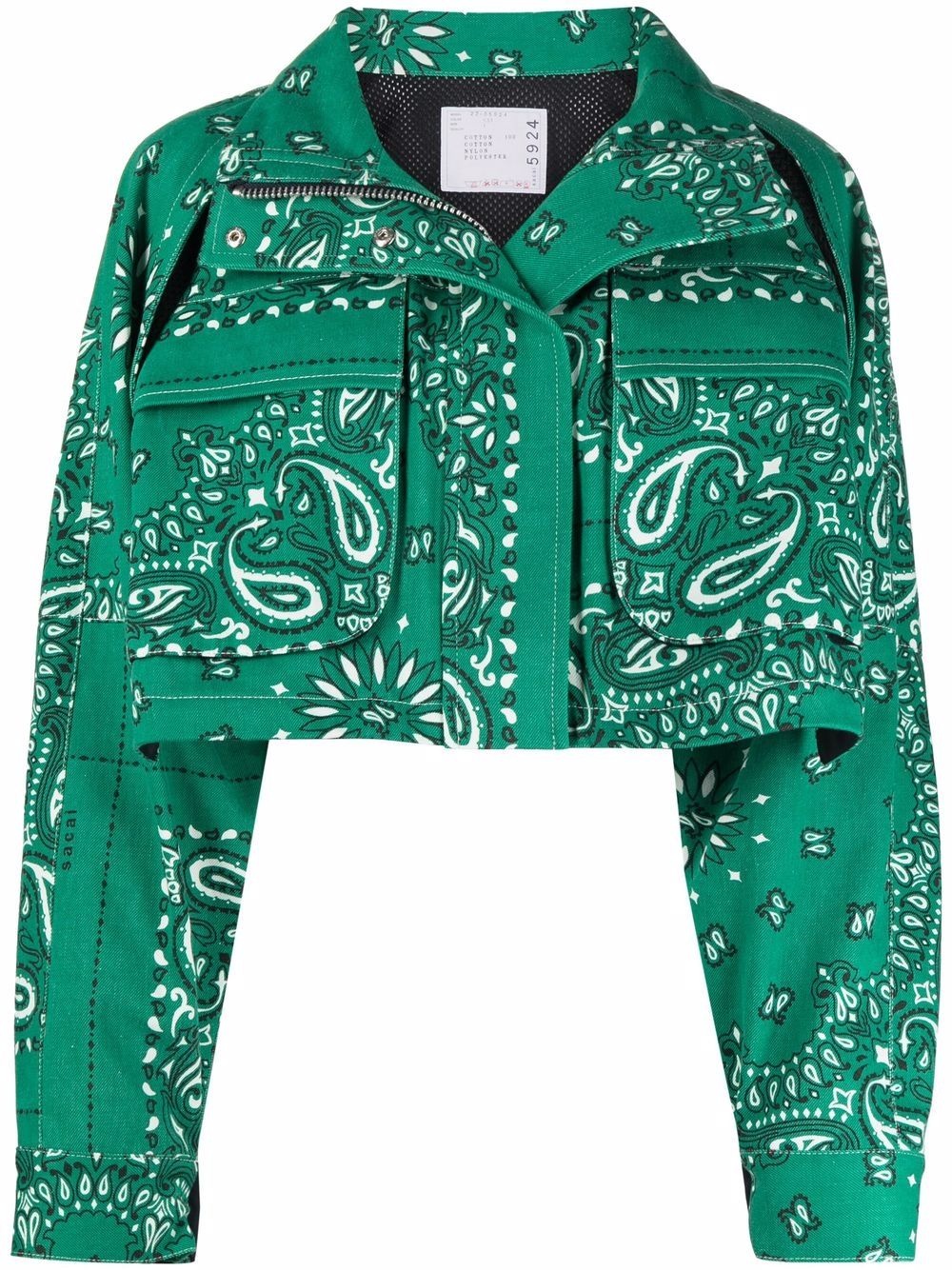 bandana-print crop jacket - 1