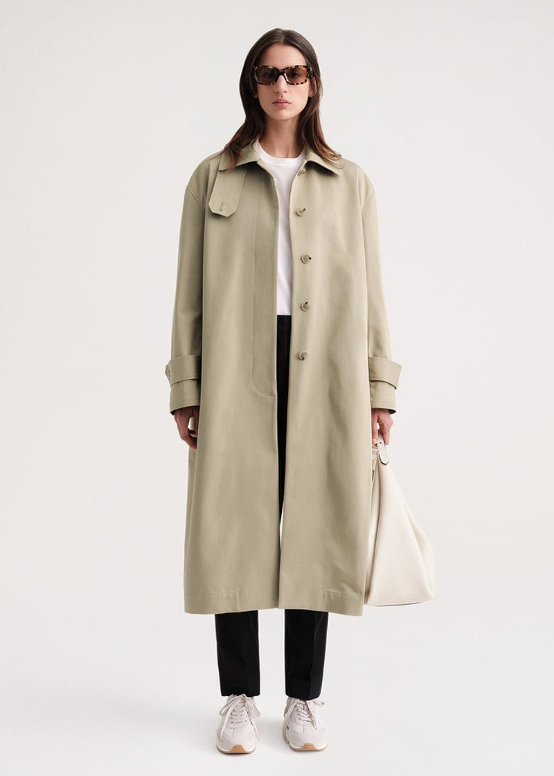 TOTEME Oversized gabardine car coat trench beige | REVERSIBLE