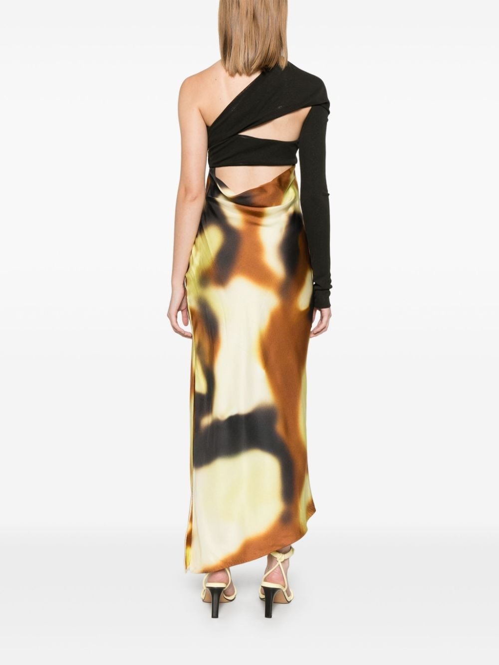 draped-detail open-back midi dress - 4