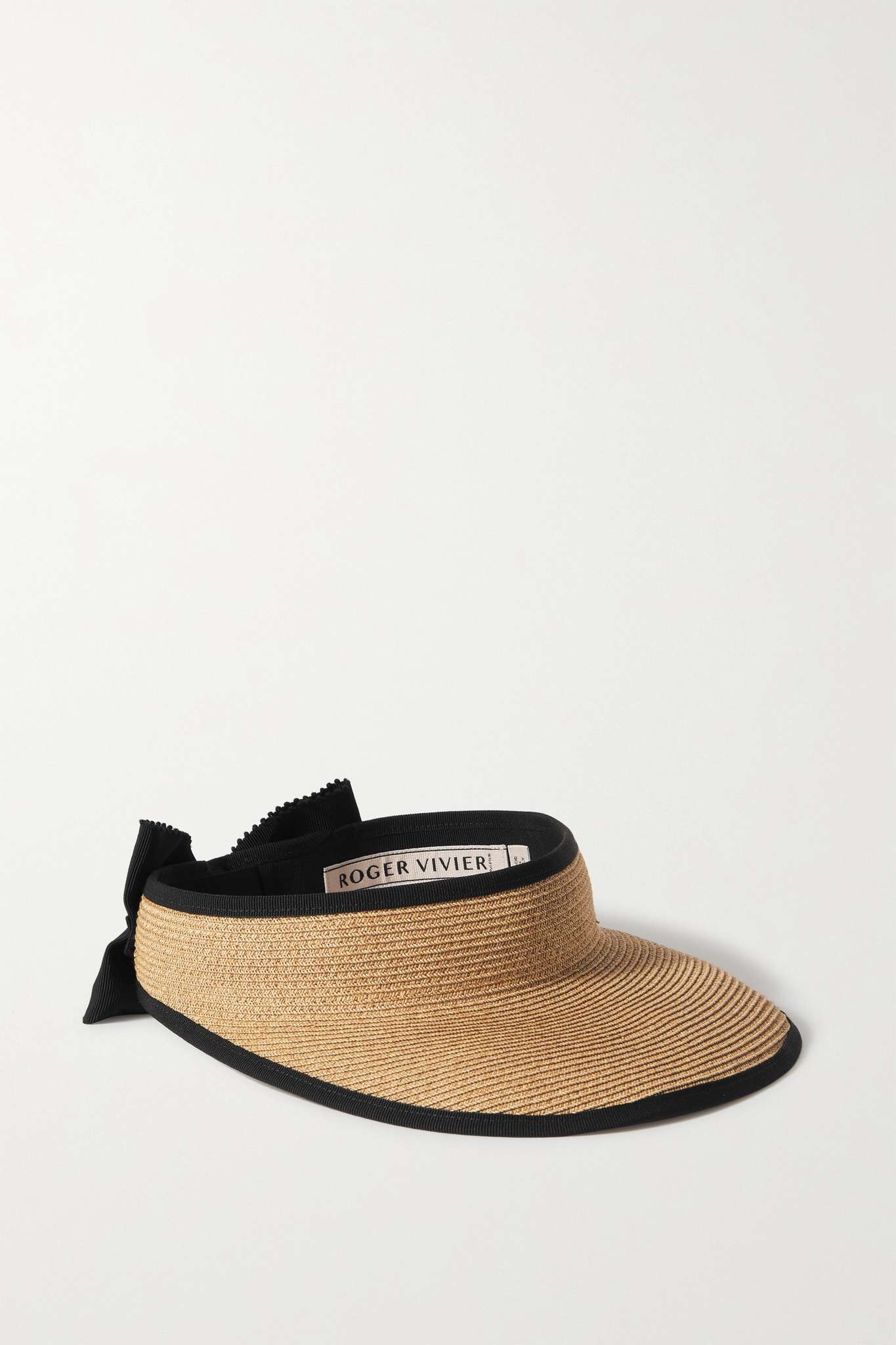 Embellished grosgrain-trimmed straw visor - 1