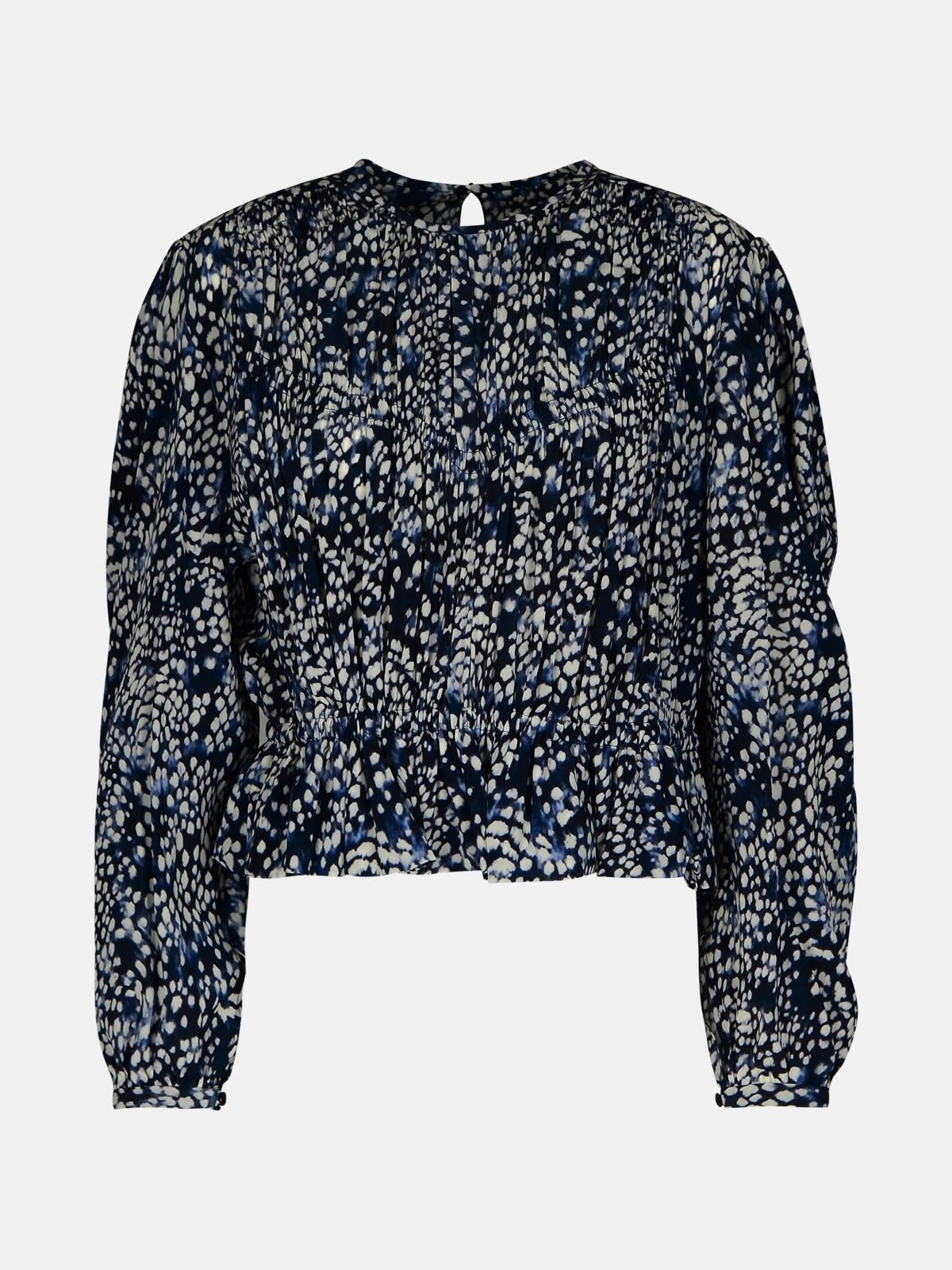 'GELINA' BLUE SILK BLEND BLOUSE - 1
