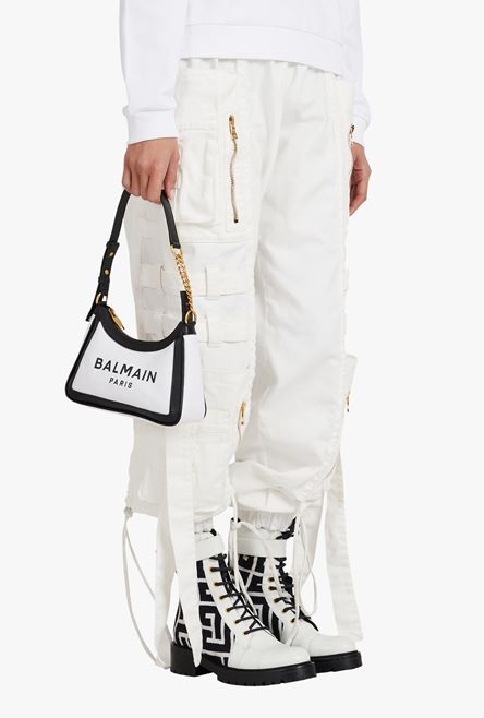 White canvas B-Army bag with black leather panels - 9