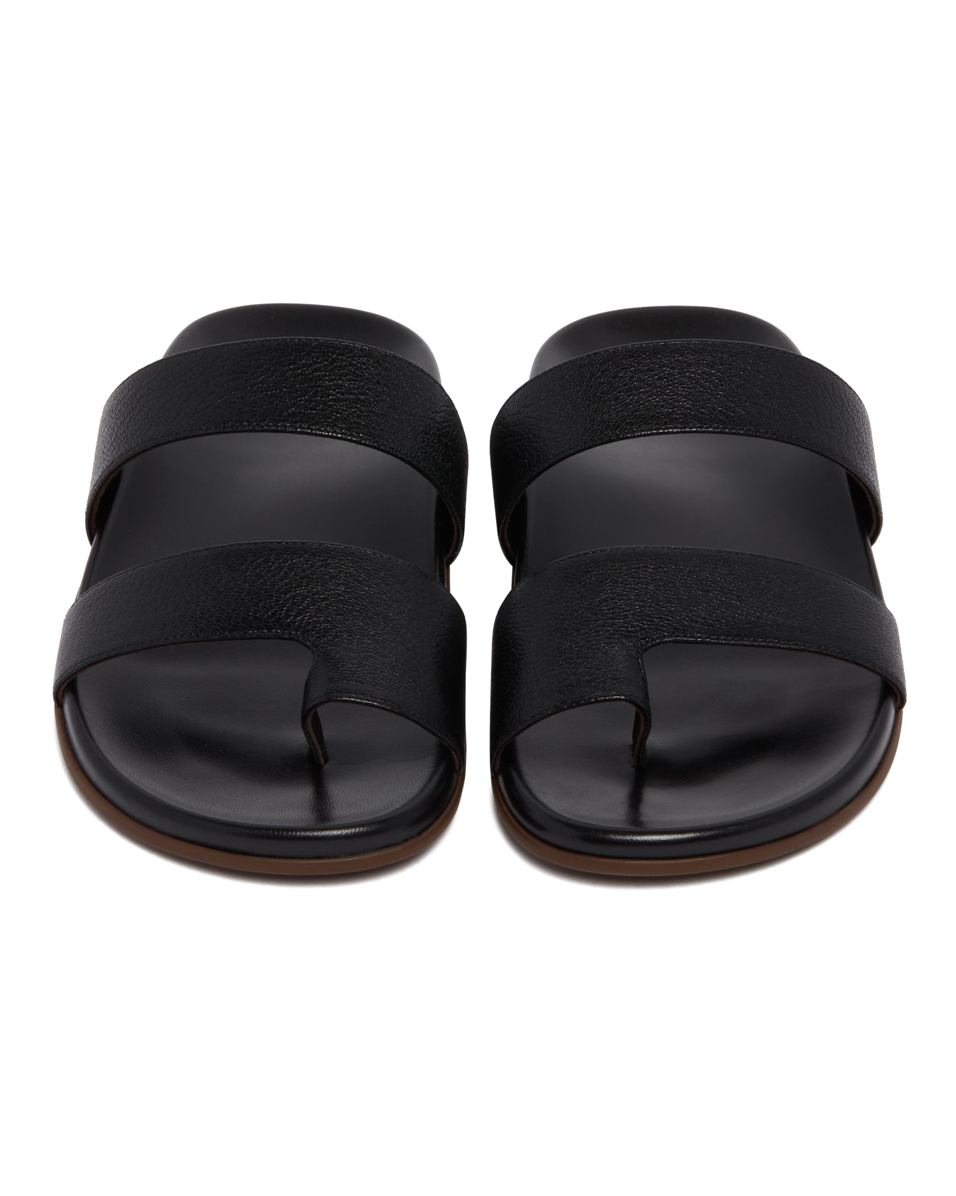 Black Leather Hugh Sandals - 4
