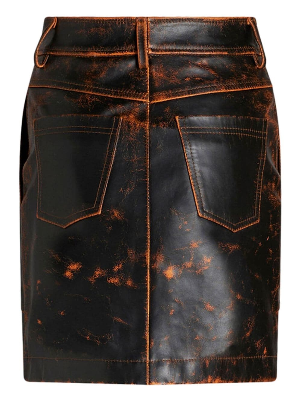 distressed-finish leather mini skirt - 5