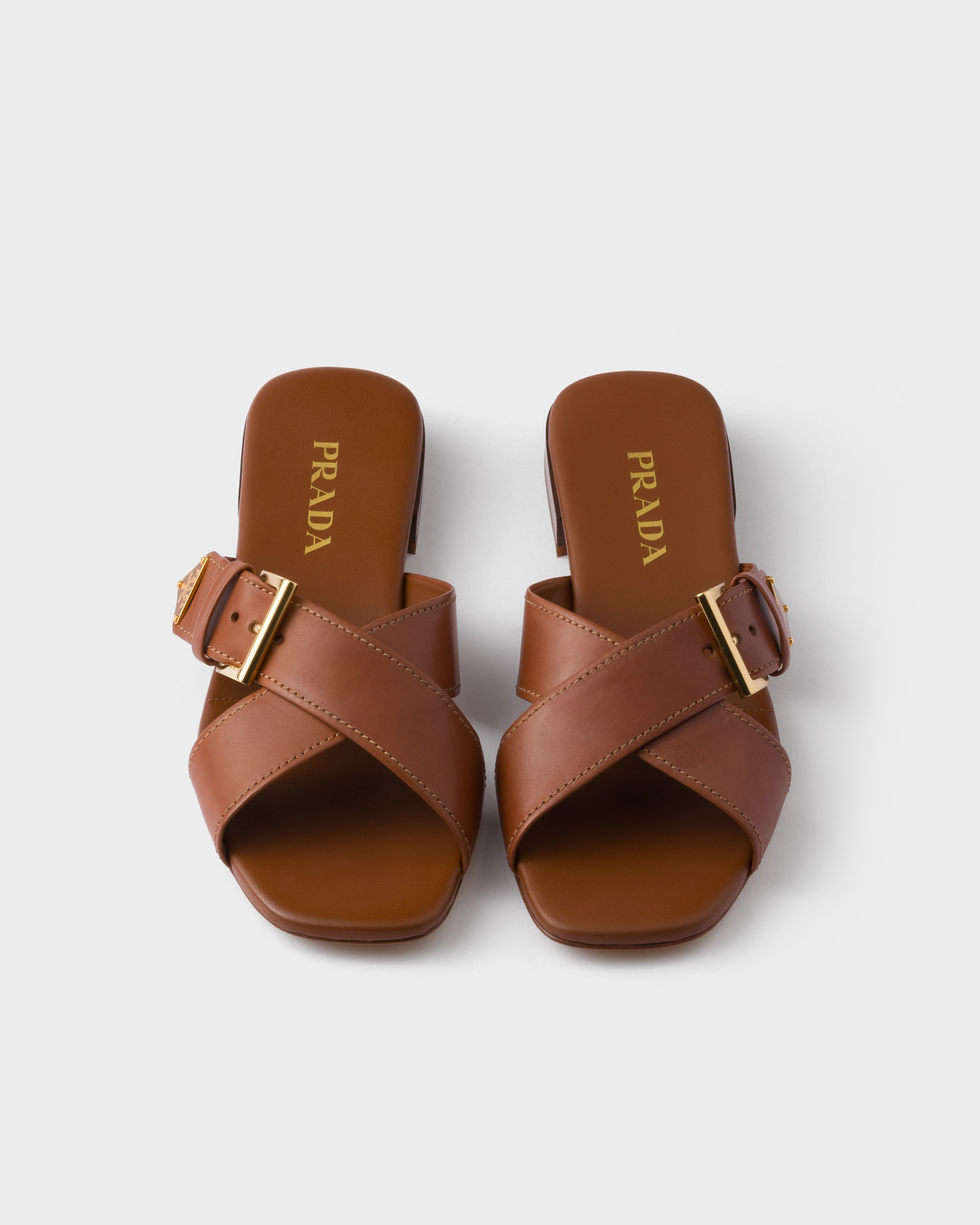 Leather crisscross slides with buckle - 3