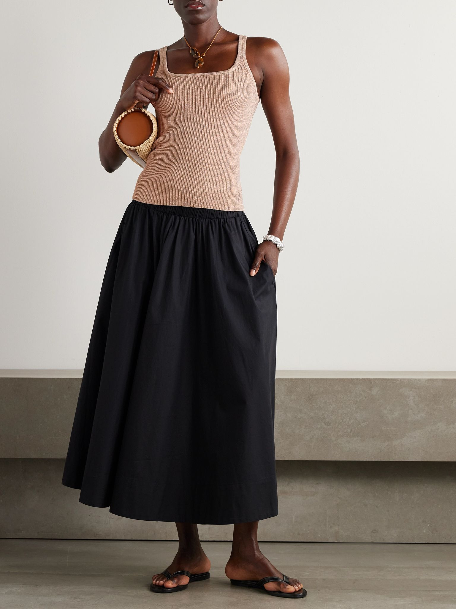 Breeze metallic ribbed-knit tank Rose gold - 2