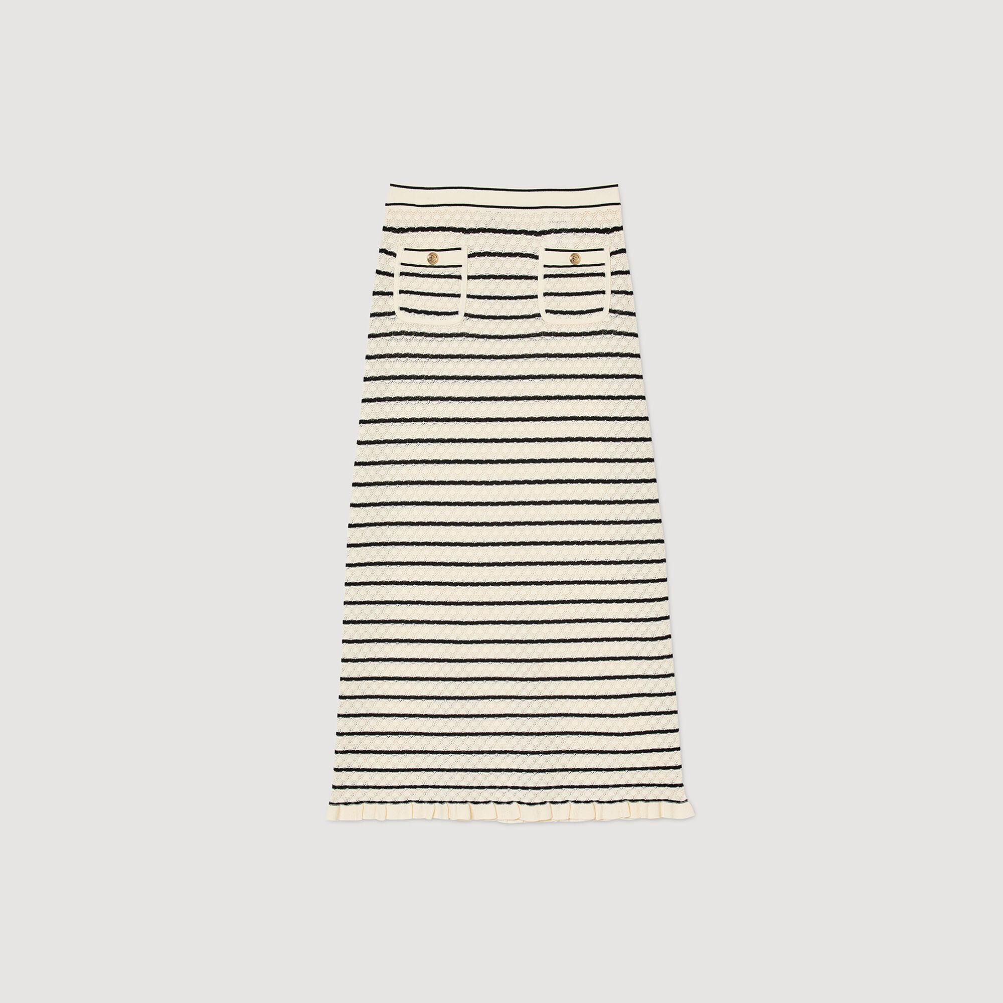 STRIPED KNIT MIDI SKIRT - 1