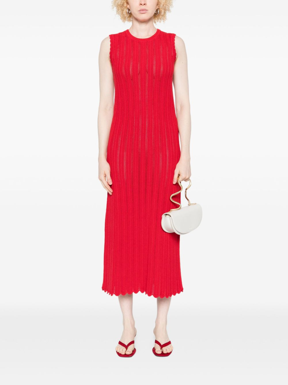 scalloped-trim midi dress - 2