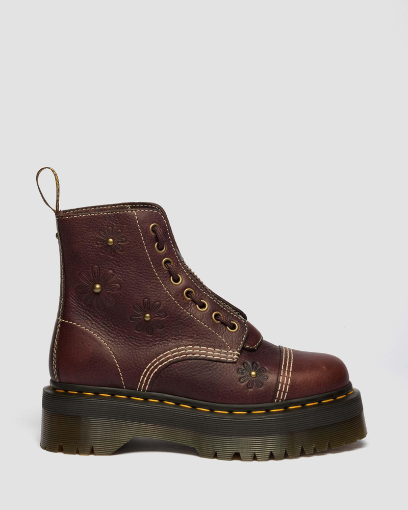 Sinclair Flower Grizzly Leather Platform Boots - 1