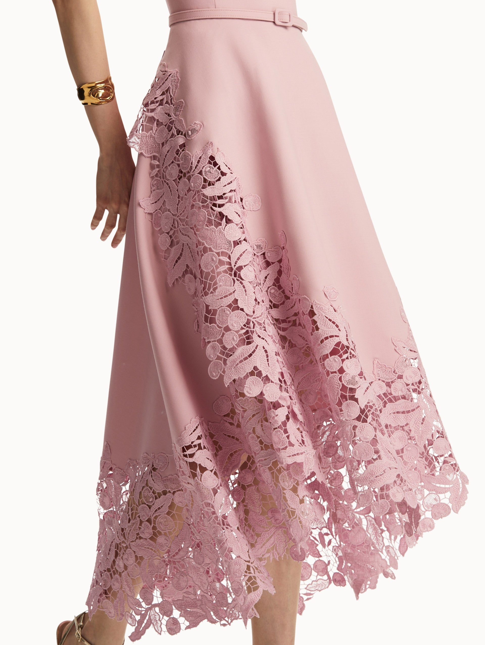CHERRY GUIPURE LACE MIDI DRESS - 5