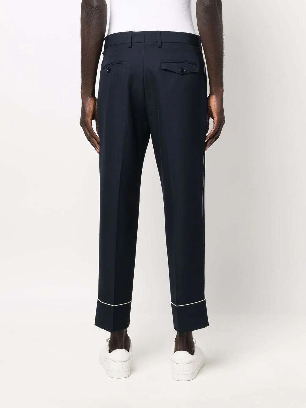 contrast-piped cropped trousers - 4