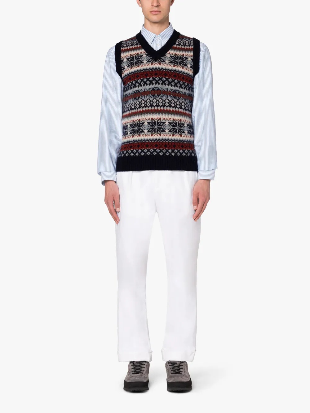 BURN TANK NAVY WOOL FAIR ISLE VEST - 2