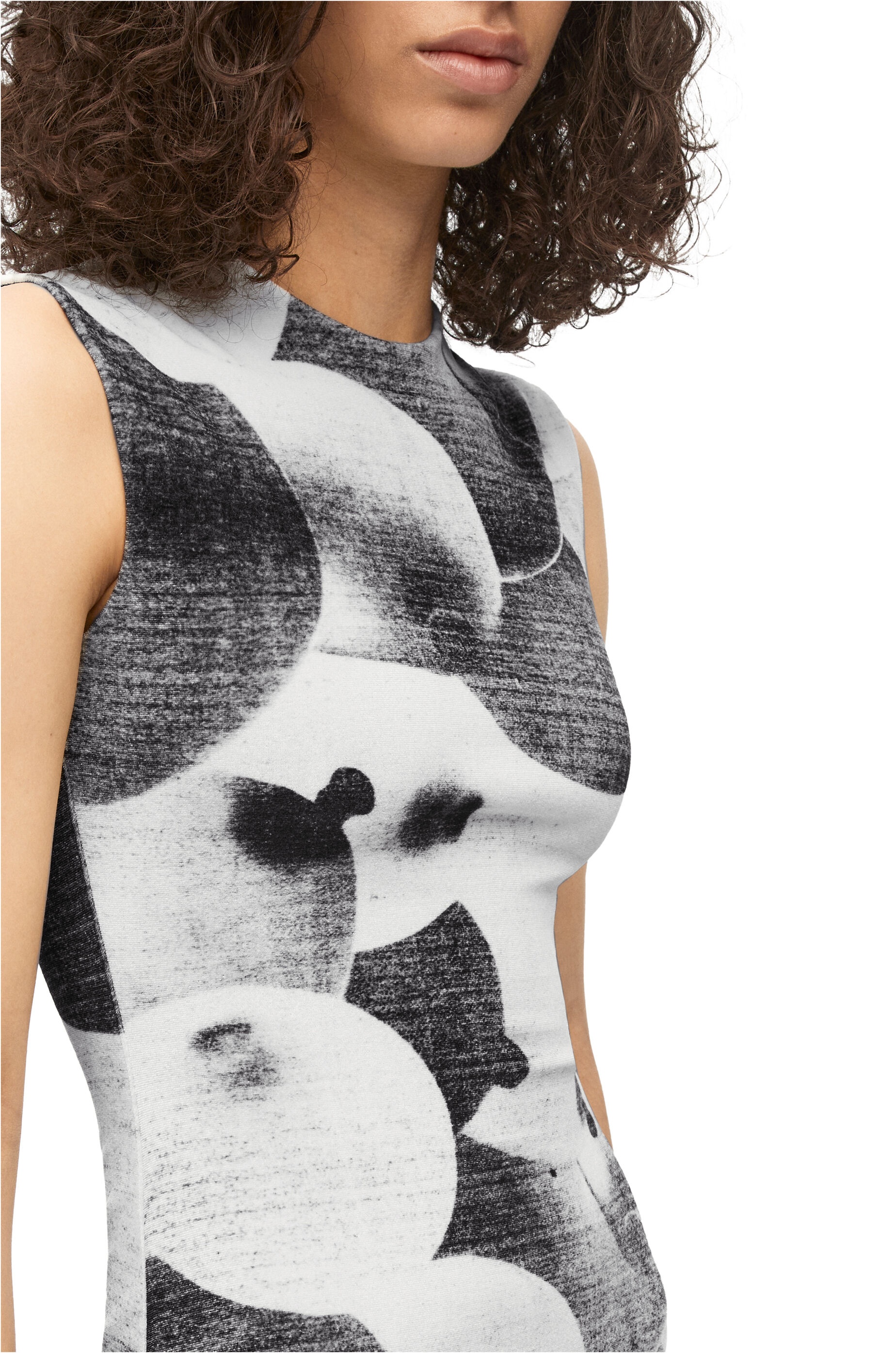 Balloon print dress in velvet - 4