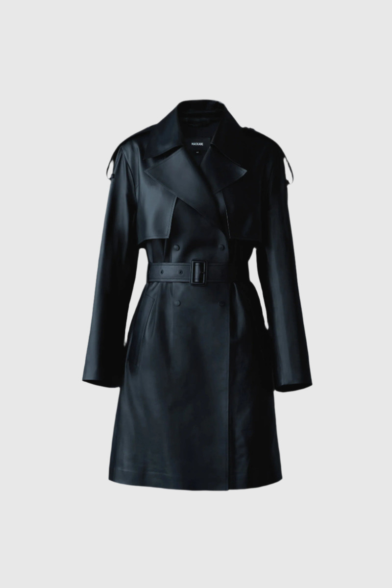 MEDORA Luster leather three-quarter coat 1