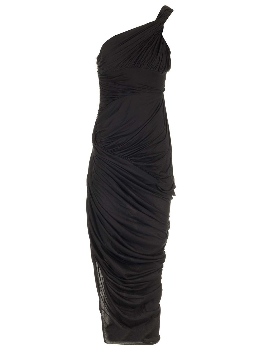 Draped Jersey Midi Dress Dresses Black - 2