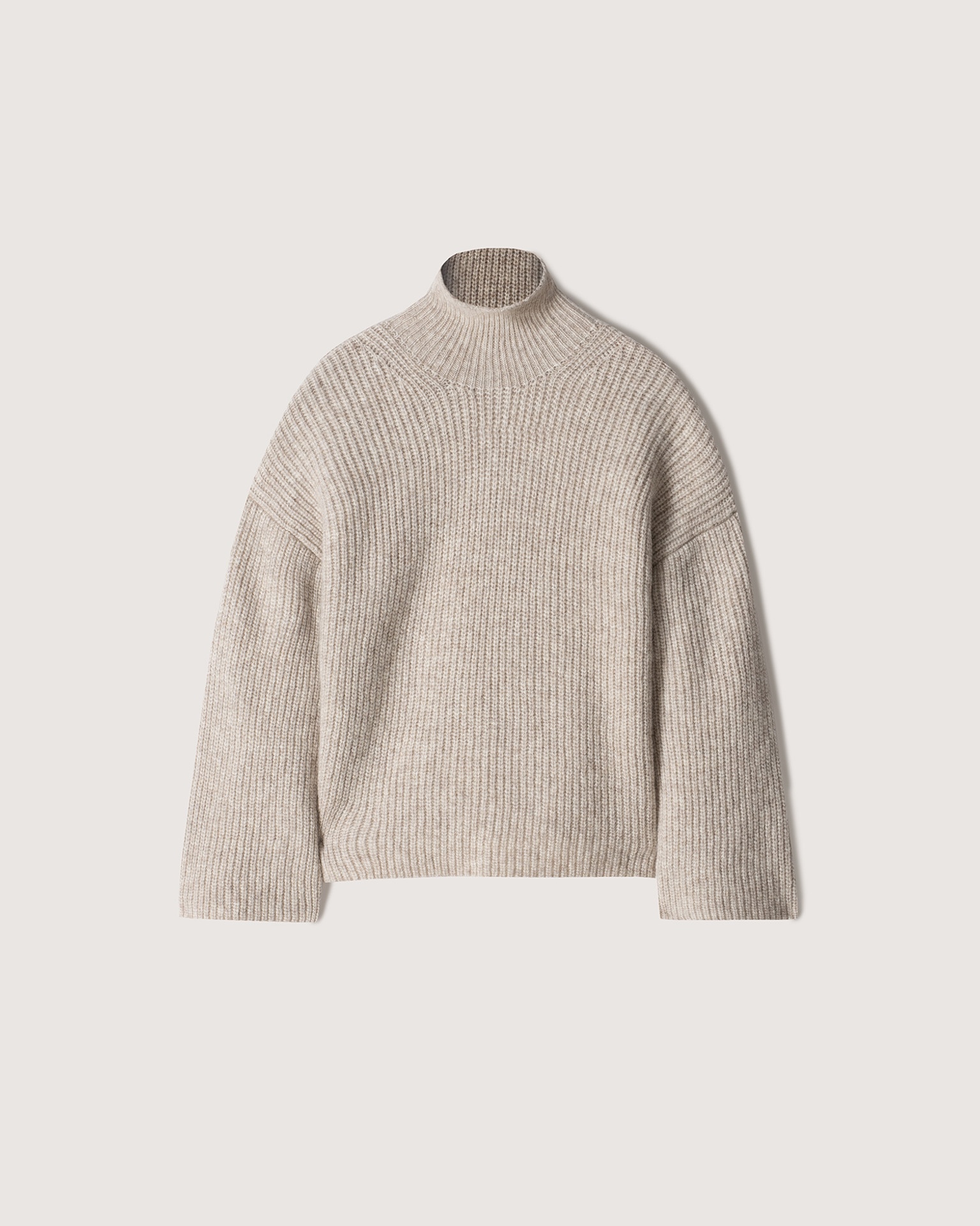 YANA - Ribbed alpaca turtleneck sweater - Beige - 1