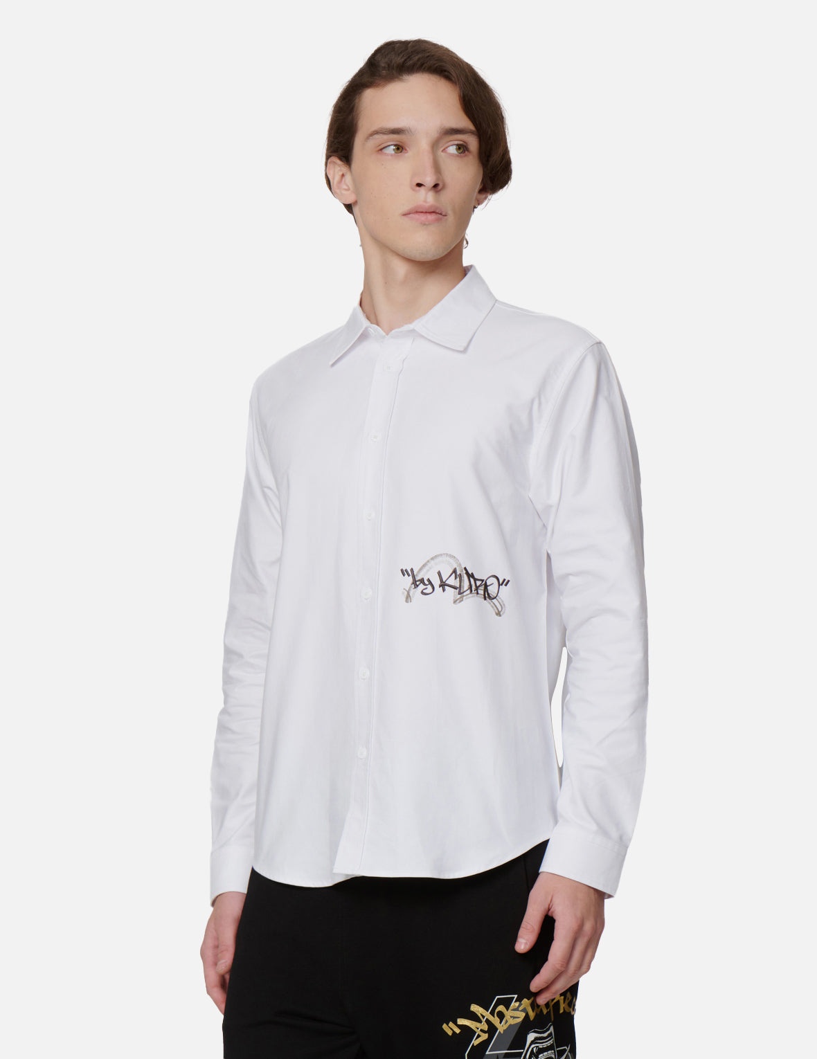 Kamon and Graffiti Print Oxford Shirt - 8