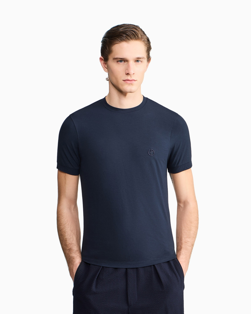 GIORGIO ARMANI STRETCH VISCOSE BAMBOO JERSEY T-SHIRT WITH GA EMBROIDERY outlook